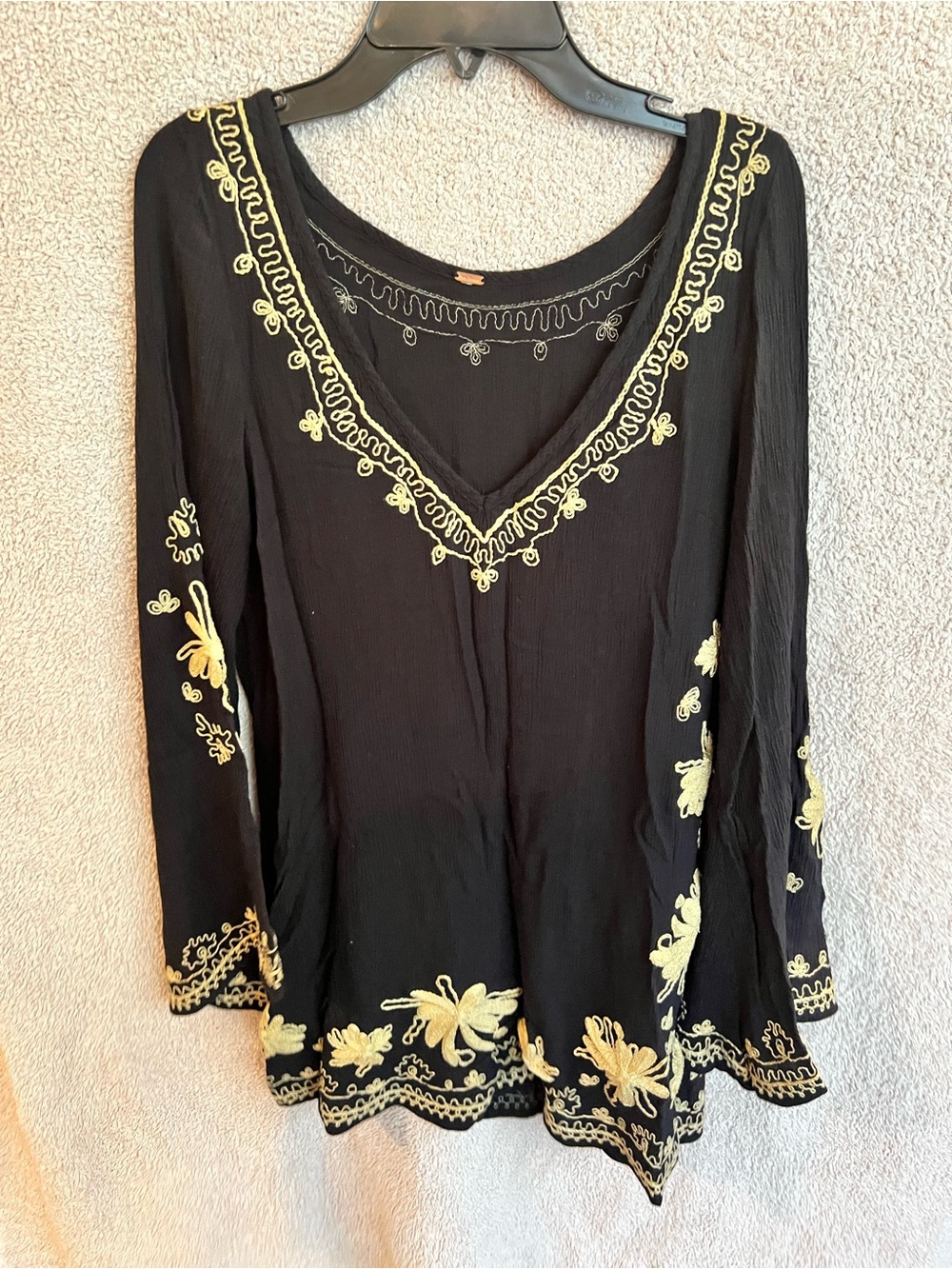 Free people embroidered black tunic top dress